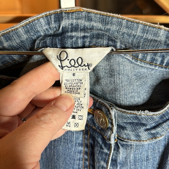 Vintage Lily Pulitzer Crop Rhinestone Palm Tree Jeans Size 6 - Picture 6 of 7